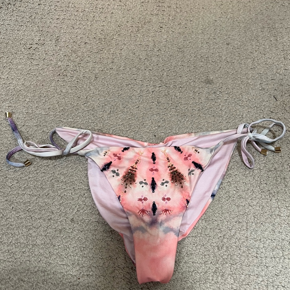 Agua Bendita tie dyed beaded Bikini Bottom